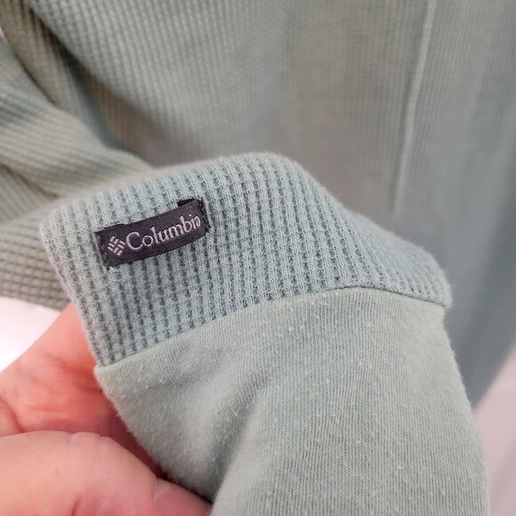 Columbia Med Womens Shirt Green Cowl Neck Waffle Knit Thermal Athleisure Top - Picture 4 of 5